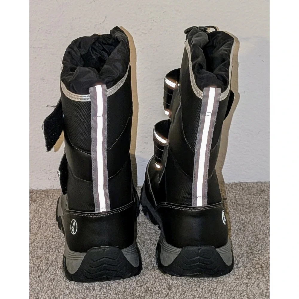 Lands End Snow Flurry Black Reflective Winter Snow Boots Youth 4‎